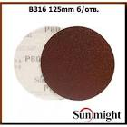 круг  SunMight  шлифовальный  красно-коричневый, В316  d=125мм, на липучке, без отв,  Р180 102510