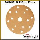 круг  SunMight  шлифовальный  B312V+ d=150мм на липучке, 7 отв, золотистый, Р800 52619